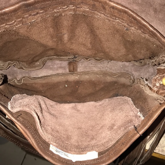 Custom Brown Leather Fringe Crossbody Purse - Picture 6 of 8